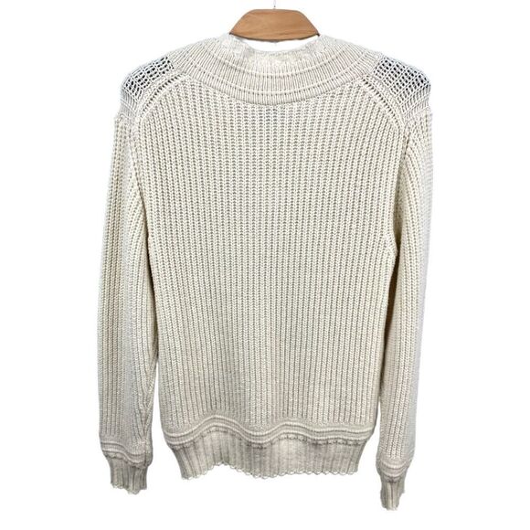 NEW Officine Generale Cream Gino V Neck Wool Blend Sweater Size L Made in Italy - Picture 6 of 8